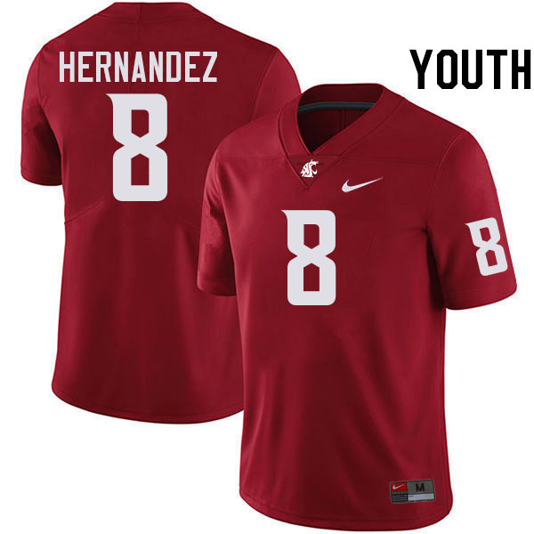 Youth #8 Carlos Hernandez Washington State Cougars College Football Jerseys Stitched-Crimson